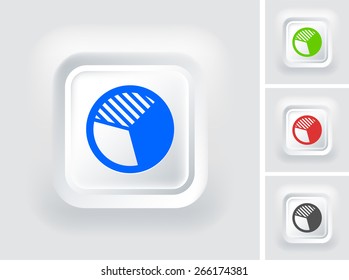 Pie Chart on White Square Button