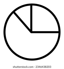 Pie-Diagramm mit einem Achttel- und Viertelfraktionssymbol, Diagramm-Konzept, Kreis-Vektorzeichen auf weißem Hintergrund, Umriss-Stil-Symbol Mobiles Konzept Web-Design. Vektorgrafiken.