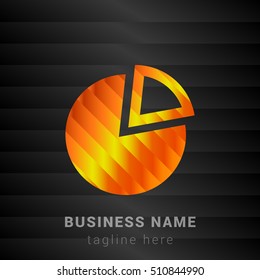 Pie Chart Orange, Yellow and Black silk fashion premium icon / Logo