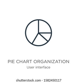 Pie chart organization icon. Thin linear pie chart organization outline icon isolated on white background from user interface collection. Line vector sign, symbol for web and mobile