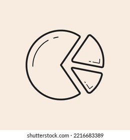 Pie Diagramm Umrisssymbol mit kreisförmigen Teilen und Reflexen.