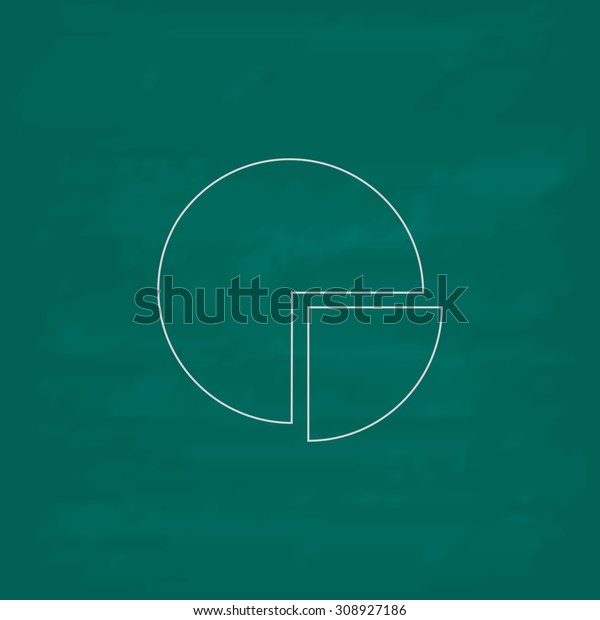 Pie chart. Outline vector icon.\
Imitation draw with white chalk on green chalkboard. Flat Pictogram\
and School board background. Illustration\
symbol