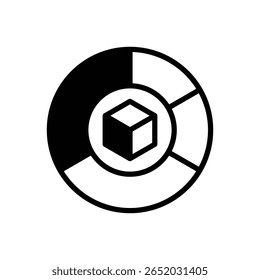 Pie chart. Outlined stroke vector icon with black-filled details.