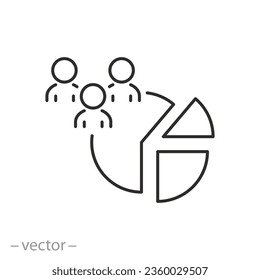 pie chart with people, icon of proportion of the population, quantity and percentage human, vector illustration