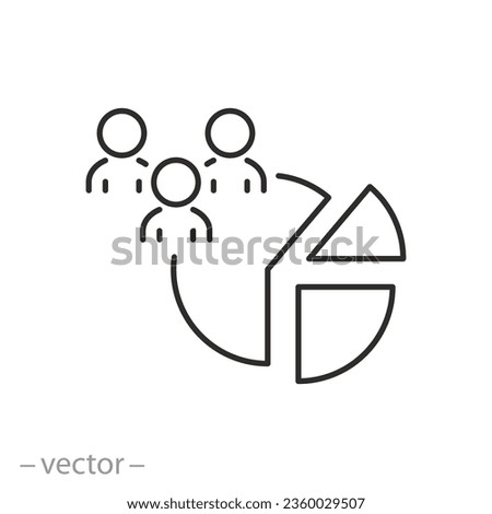 pie chart with people, icon of proportion of the population, quantity and percentage human, vector illustration
