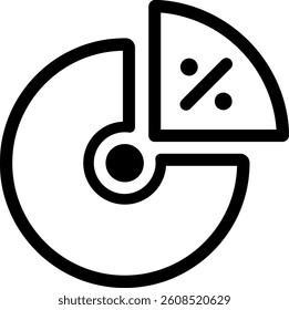Pie chart with percent symbol icon for business analytics, market share, and financial report.