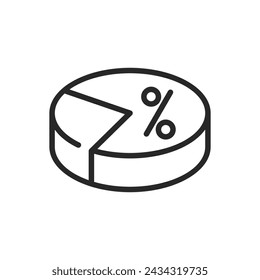 Icono de porcentaje de gráfico circular. Representación simplificada de análisis y estadísticas para informes de negocio, resultados de votación y visualización de datos financieros.