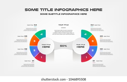 Pie chart of percentage infographics. Element of graph, diagram with 8 options - parts, processes, timeline. Vector business template for presentation, workflow layout, annual report