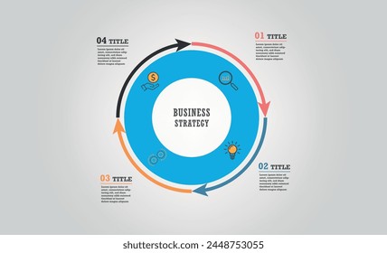 Pie chart of percentage infographics. Element of graph, diagram with 4 options - parts, processes, timeline. Vector business template for presentation.
