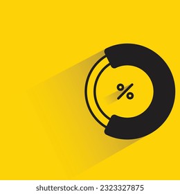 pie chart and percentage with shadow on yellow background