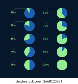 Pie Chart Percentage Vector Set