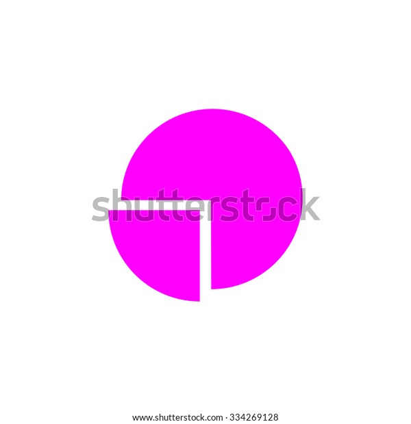 Pie chart. Pink flat icon. Simple vector\
illustration pictogram on white\
background
