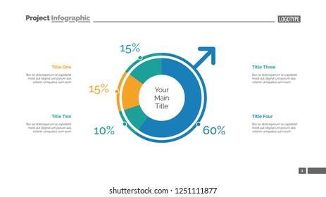 Pie chart of population slide template. Business data. Graph, diagram, design. Creative concept for infographic, report. Can be used for topics like demography, community, society 