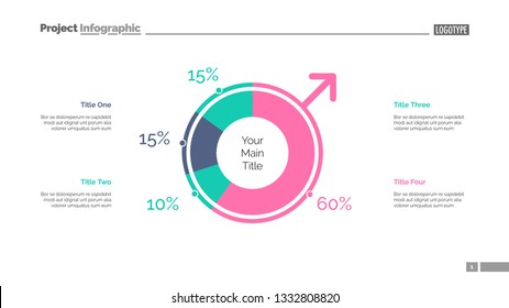 Pie chart of population slide template. Business data. Graph, diagram, design. Creative concept for infographic, report. Can be used for topics like demography, community, society 