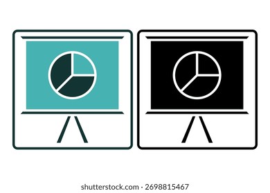 Symbol für Kreisdiagrammpräsentation. Symbol für die Präsentation. Solides Symbolformat. Einfaches, bearbeitbares Vektordesign