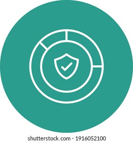 Pie chart, protection, report, shield icon vector image. Can also be used for cyber security. Suitable for use on web apps, mobile apps and print media.
