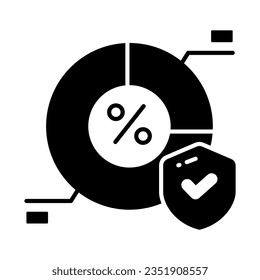 Pie-Diagramm mit Schutzschild, die Konzept-Vektorgrafik der sicheren Datenanalyse zeigt