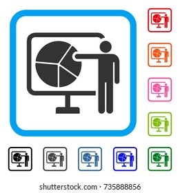 Pie Chart Public Report icon. Flat gray iconic symbol inside a light blue rounded square. Black, gray, green, blue, red, orange color versions of Pie Chart Public Report vector.