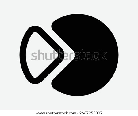 Pie Chart Quarter Piece Icon 25% Statistic Graph Circle Report Analysis Divided Round Broken Off Divide Shape Black White Graphic Illustration Image