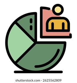 Pie chart recruiter icon. Outline pie chart recruiter vector icon color flat isolated