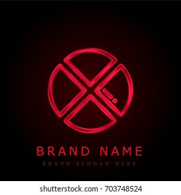 Pie chart red chromium metallic logo