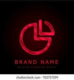 Pie chart red chromium metallic logo