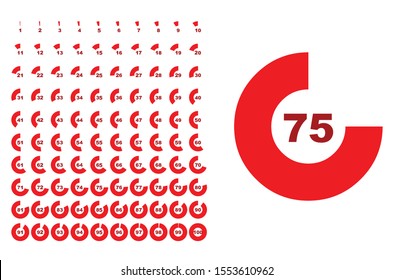 Pie Chart Red Circle infographic diagram, number percentage