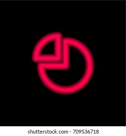 Pie chart red glowing neon ui ux icon. Glowing sign logo vector