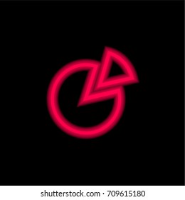 Pie chart red glowing neon ui ux icon. Glowing sign logo vector