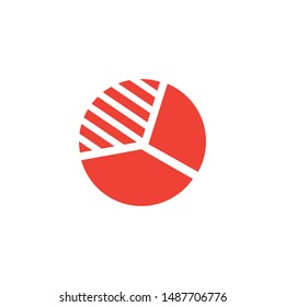 Pie Chart Red Icon On White Background. Red Flat Style Vector Illustration.