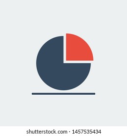pie chart with red segment, vector icon or pictogram