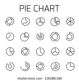 Pie Chart Related Vector Icon Set. Well-crafted Sign In Thin Line Style With Editable Stroke. Vector Symbols Isolated On A White Background. Simple Pictograms.