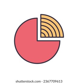 Icono de vector relacionado con gráfico circular. Aislado sobre fondo blanco. Ilustración del vector