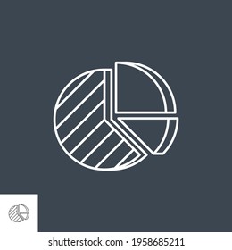 Pie Chart Related Vector Line Icon. Isolated on Black Background. Editable Stroke.