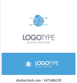 Pie, Chart, Report, Percentage Blue Solid Logo with place for tagline