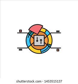Pie, Chart, Report, Percentage  Flat Color Icon. Vector icon banner Template