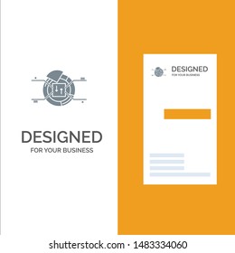 Pie, Chart, Report, Percentage Grey Logo Design and Business Card Template