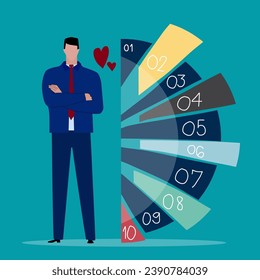 Pie chart for reports and presentations UI, WEB. Simulated pie chart of a businessman who wants to share profits. Vector illustration