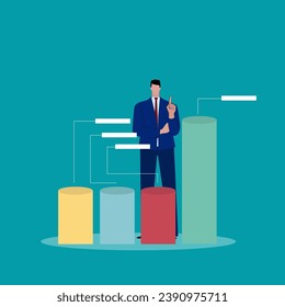 Pie chart for reports and presentations UI, WEB. Simulated pie chart of a businessman who wants to share profits. Vector illustration