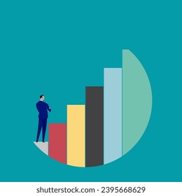 Pie chart for reports and presentations UI, WEB. Simulated pie chart of a businessman who wants to share profits.