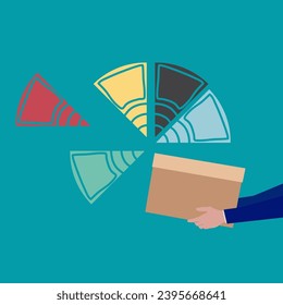 Pie chart for reports and presentations UI, WEB. Simulated pie chart of a businessman who wants to share profits.