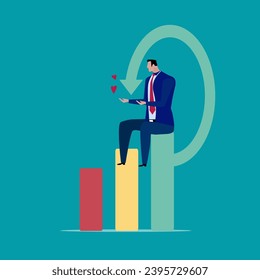 Pie chart for reports and presentations UI, WEB. Simulated pie chart of a businessman who wants to share profits.