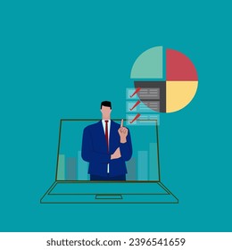 Pie chart for reports and presentations UI, WEB. Simulated pie chart of a businessman who wants to share profits.