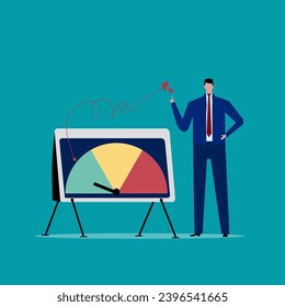 Pie chart for reports and presentations UI, WEB. Simulated pie chart of a businessman who wants to share profits.