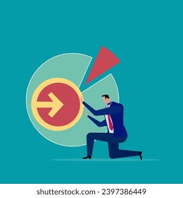 Pie chart for reports and presentations UI, WEB. Simulated pie chart of a businessman who wants to share profits.