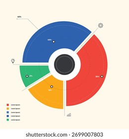 pie chart for reports and presentations ui, web. simulated pie chart of a businessman who wants to share profits