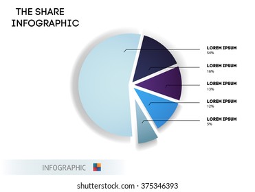 Pie Chart, round glossy infographic template. Abstract 3D digital business Infographic. Can be used for workflow process, business pyramid, banner, diagram, number options, work plan, web design.