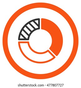 Pie Chart rounded icon. Vector illustration style is flat iconic bicolor symbol, orange and gray colors, white background.