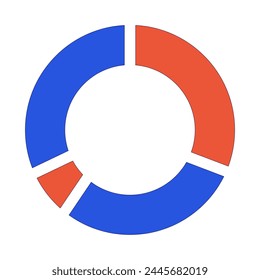 Pie chart segments 2D linear cartoon object. Round piechart sections isolated line vector element white background. Data visualization. Geometric infographic element color flat spot illustration