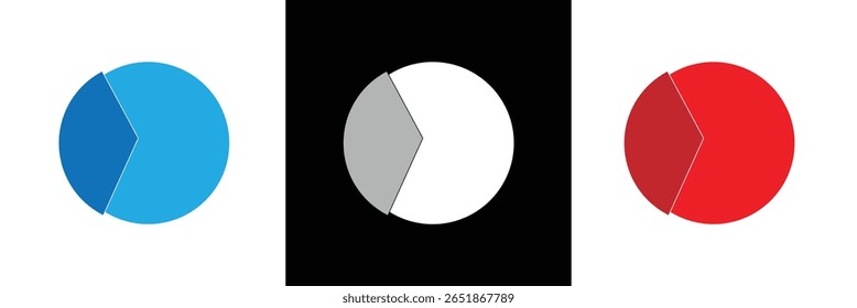 Conjunto de gráficos de pizza. Diagrama percentual circular para infográfico de aplicativo, IU, web design, apresentação de negócios, mapa de marketing ou ilustração vetor de progresso de download isolado fundo branco no EPS 10.